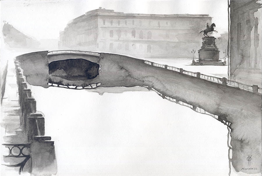 Мойка. Синий мост (эскиз)